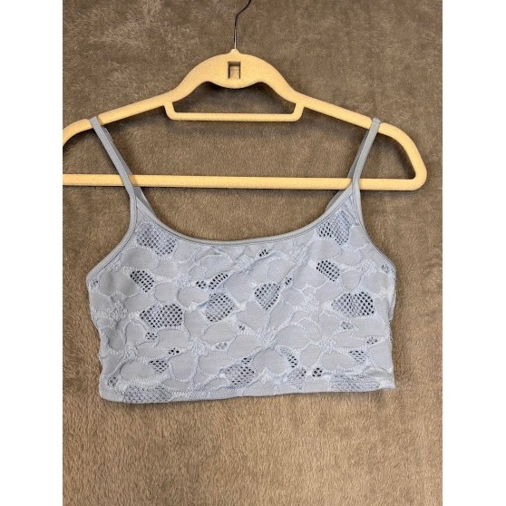 Aerie Periwinkle Blue Floral Lace Scoop Neck Bralette Crop Top Medium